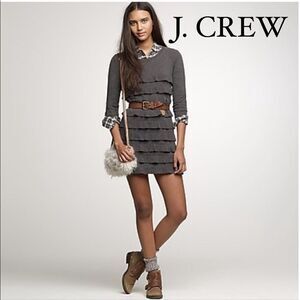 J. Crew NWOT cotton wools dark gray Ruffle Dress - xs